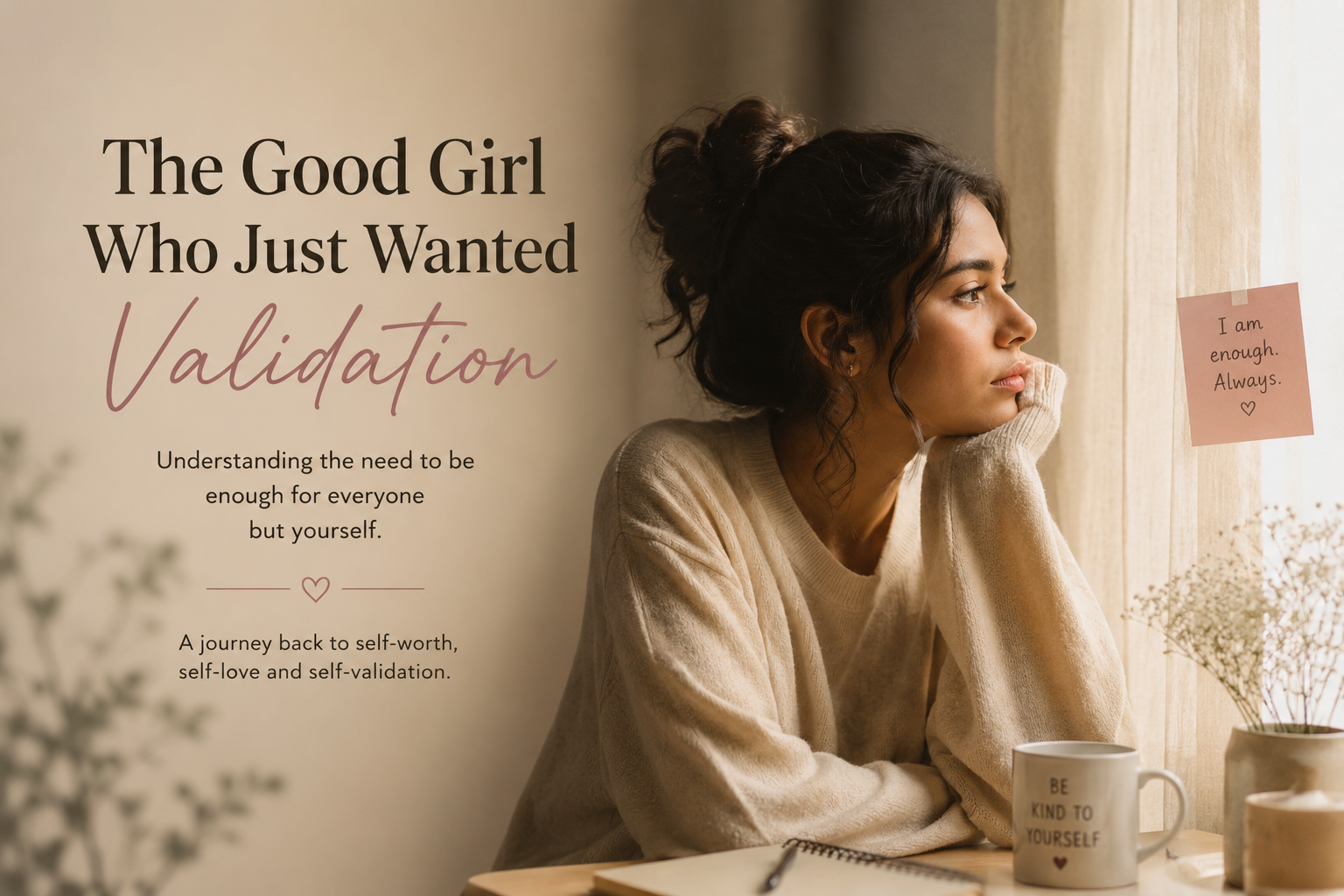 When Being the “Good Girl” Becomes Exhausting Woman reflecting by the window representing emotional validation and self-worth